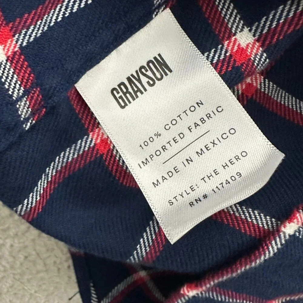 Grayson The Hero Flannel‎ Shirt Plaid Long Sleeve 100% Cotton - Picture 8 of 16